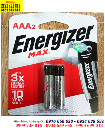Pin AAA Energizer E92 BP-2 Max Power Seal alkaline 1.5V chính hãng